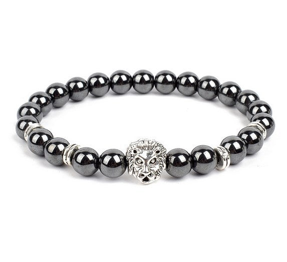 Spacer Alloy Lion's Head Haematite Yoga Buddha Bracelet