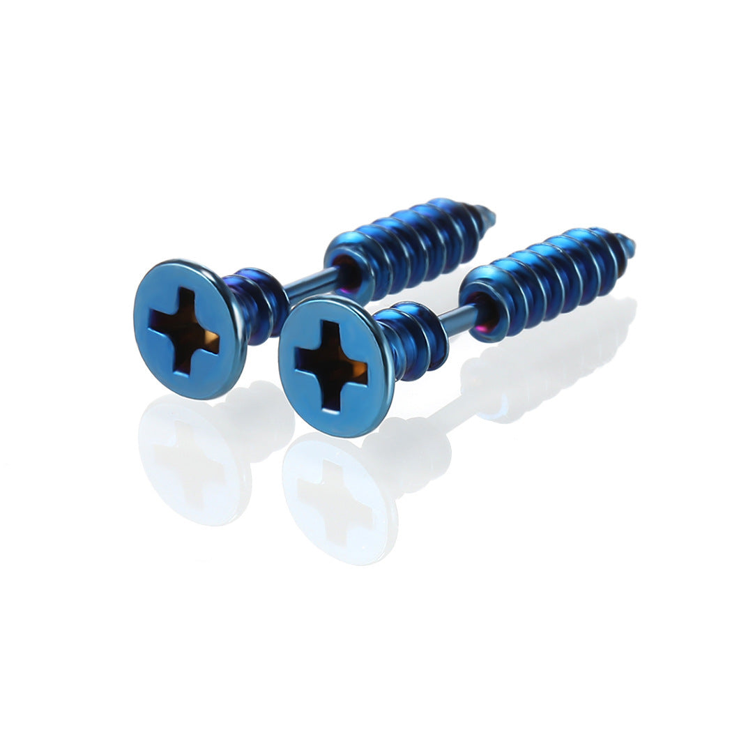 Screw Personality Double-sided Front Rear Ear Clip Same Stud Earrings