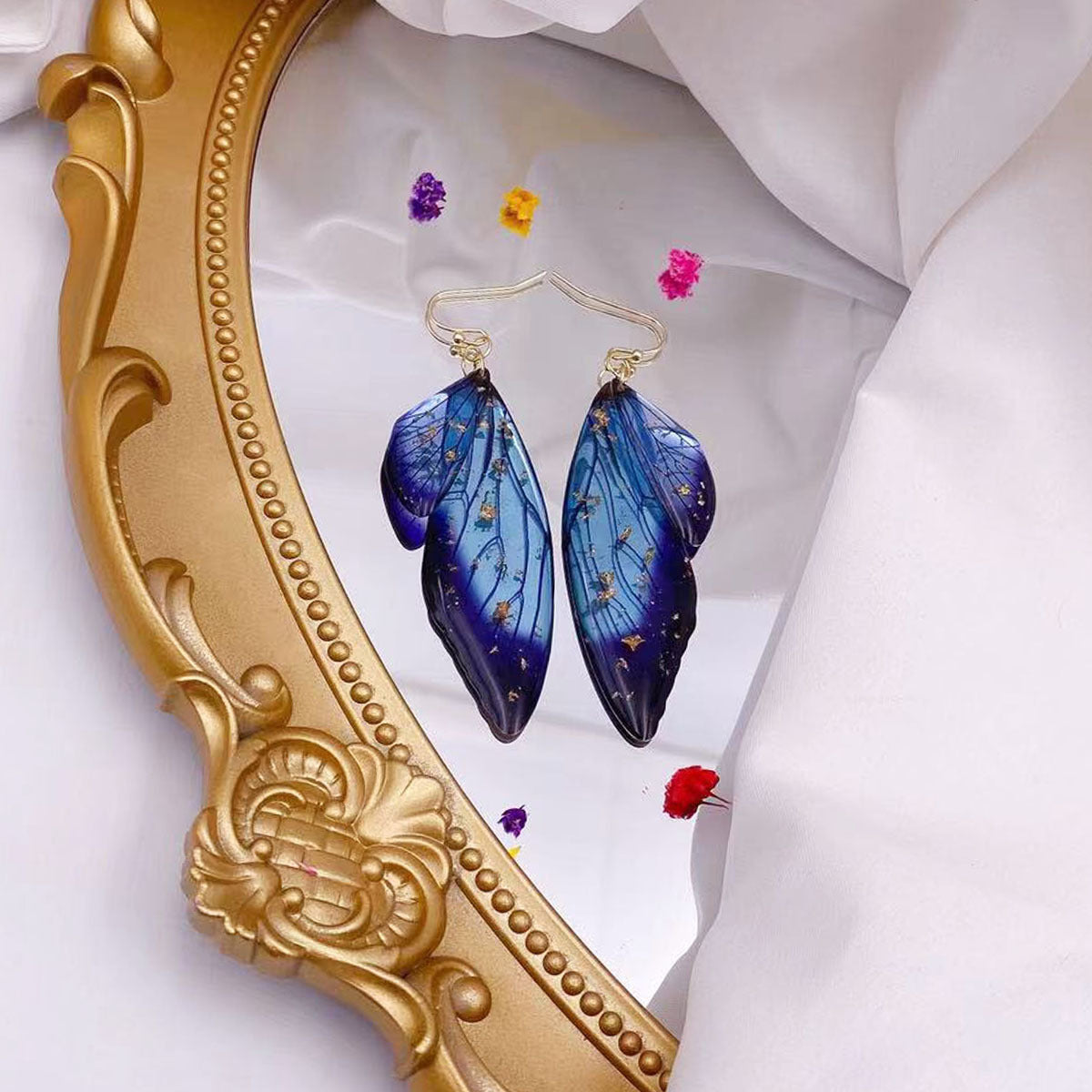 Women's Sier Cicada Wings Ear Hook Butterfly Temperamental Fairy Long Eardrop Earrings