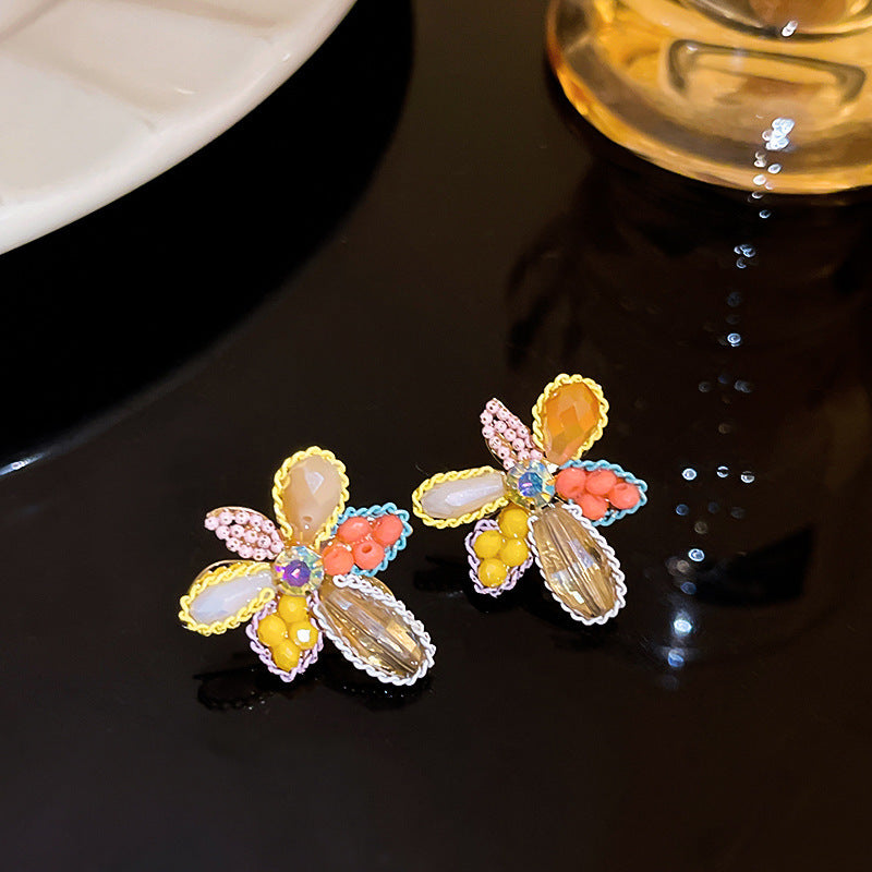 Women's Green Leaf Lily Yellow Series Tassel Light Luxury High-grade Sweet Rings