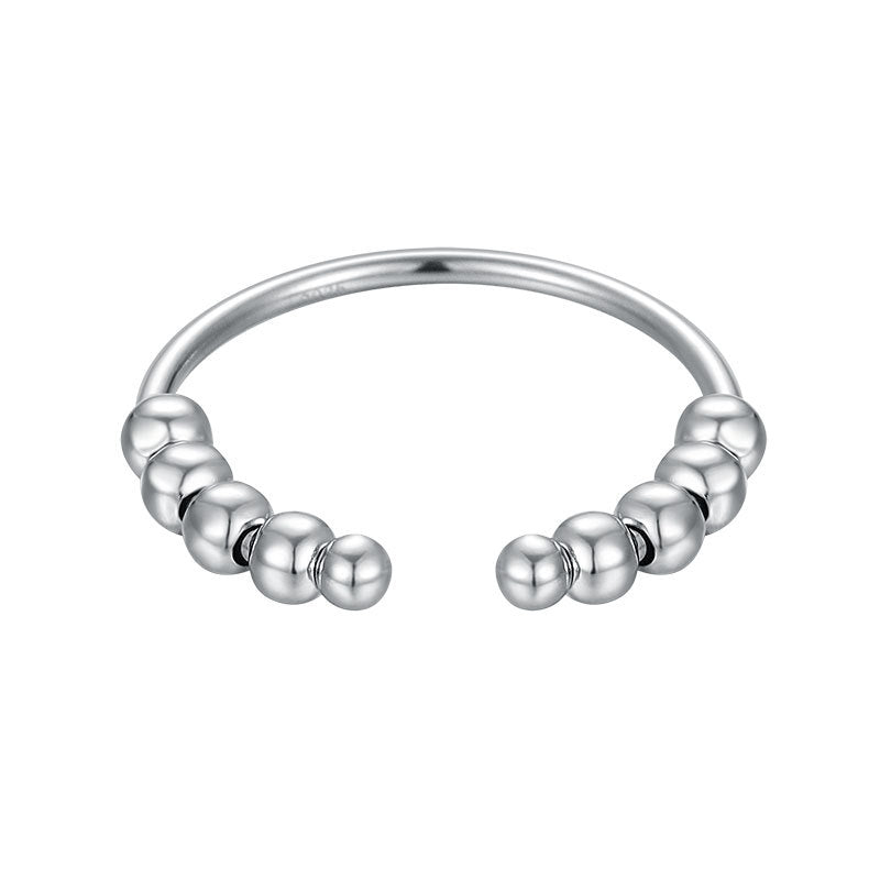 Sterling Sier Adjustable Pressure Beads Spiral Rings