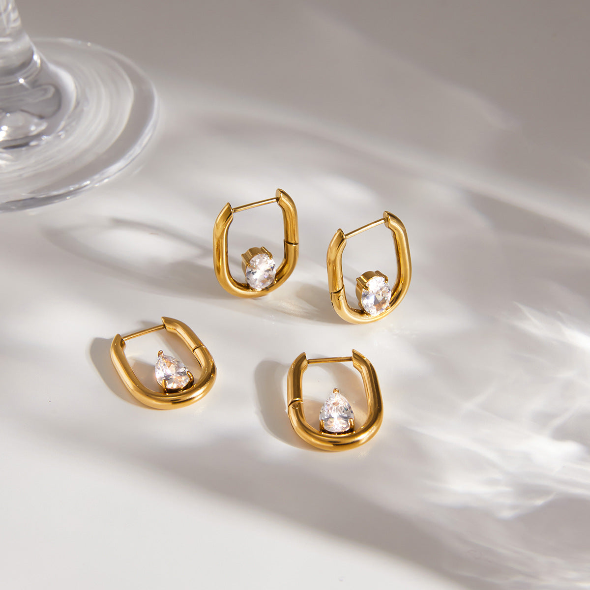 Steel Zircon Unique Beautiful Light Luxury High Sense Earrings