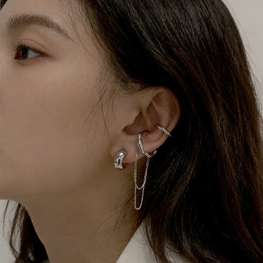 Irregular Chain Suit Temperament Sier Ear Frosty Style Rings