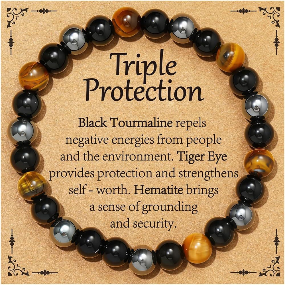 Natural Stone Amethyst Citrine Triple Protective Bracelets