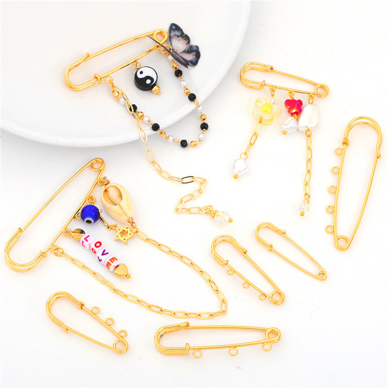 Retaining Gilded Hollow Toroidal Safety Brooch Handmade Garland Jewelry Accessories