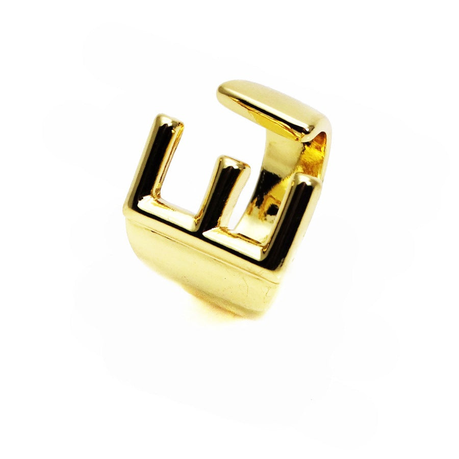 Letters Open Adjustable Plated Light Gold Rings