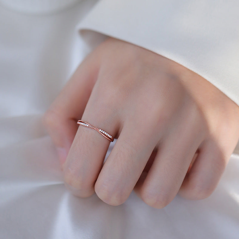 Line Row Diamond Style Simple Cross Rings