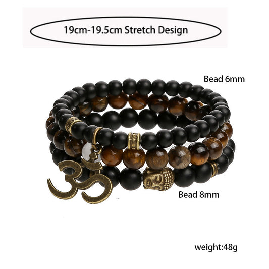 Men's Tigereye Obsidian Buddha Head Lotus Suit Bracelets