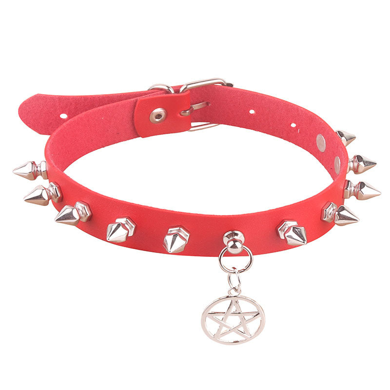 Women's Pentagram Alloy Leather Punk Hexagonal Pointed Collar