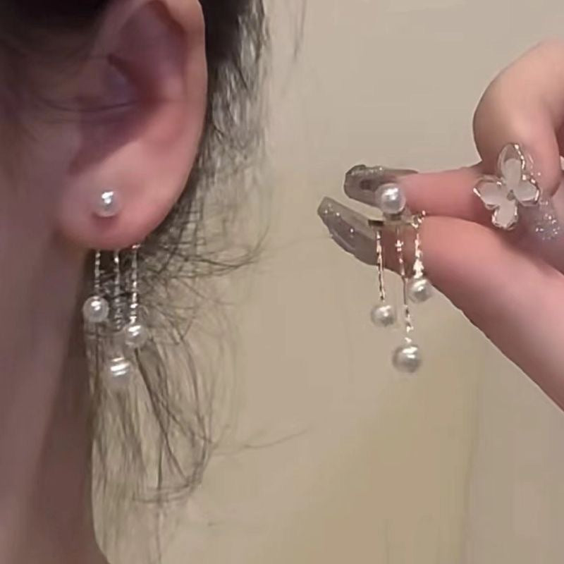 Fairy Tears Tassel Bow Zircon Female Earrings