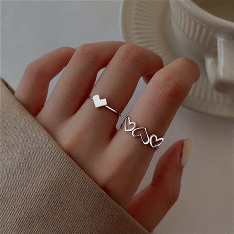 Hollow Out Love Heart-shaped Open Index Finger Simple Rings