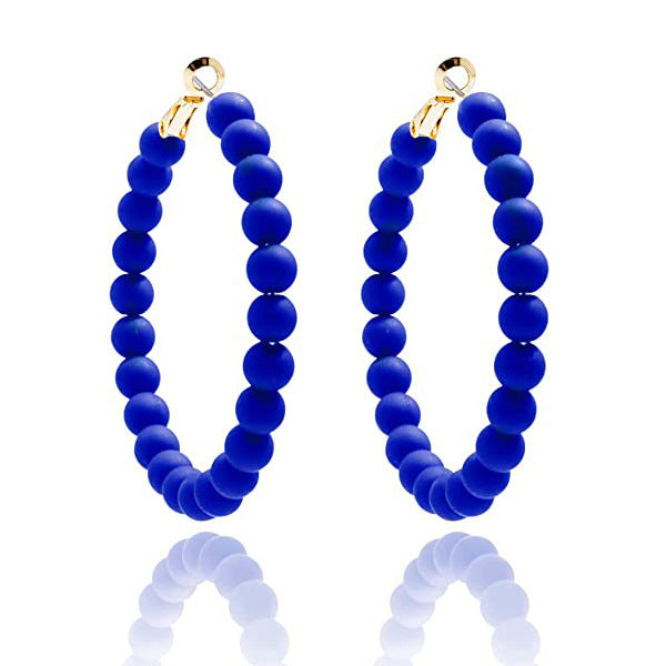 Women's Summer Colorful Acrylic Beads Round Bohemian Fashion Handmade Earrings