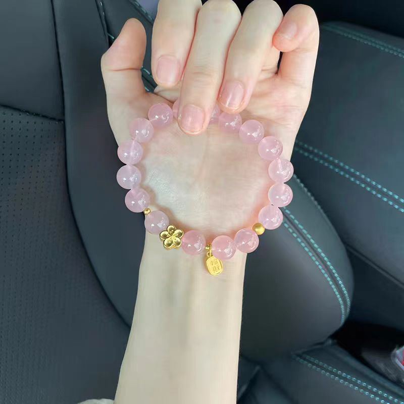 Pearl Lucky Beads Lotus Seedpod Peach Blossom Blessing Card Bracelet