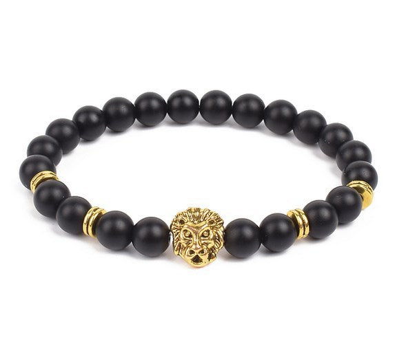 Spacer Alloy Lion's Head Haematite Yoga Buddha Bracelet