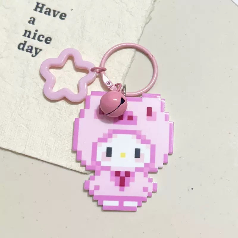 Pixel Cartoon Key Button Schoolbag Cute Acrylic Hang Decorations Hanging Ornaments
