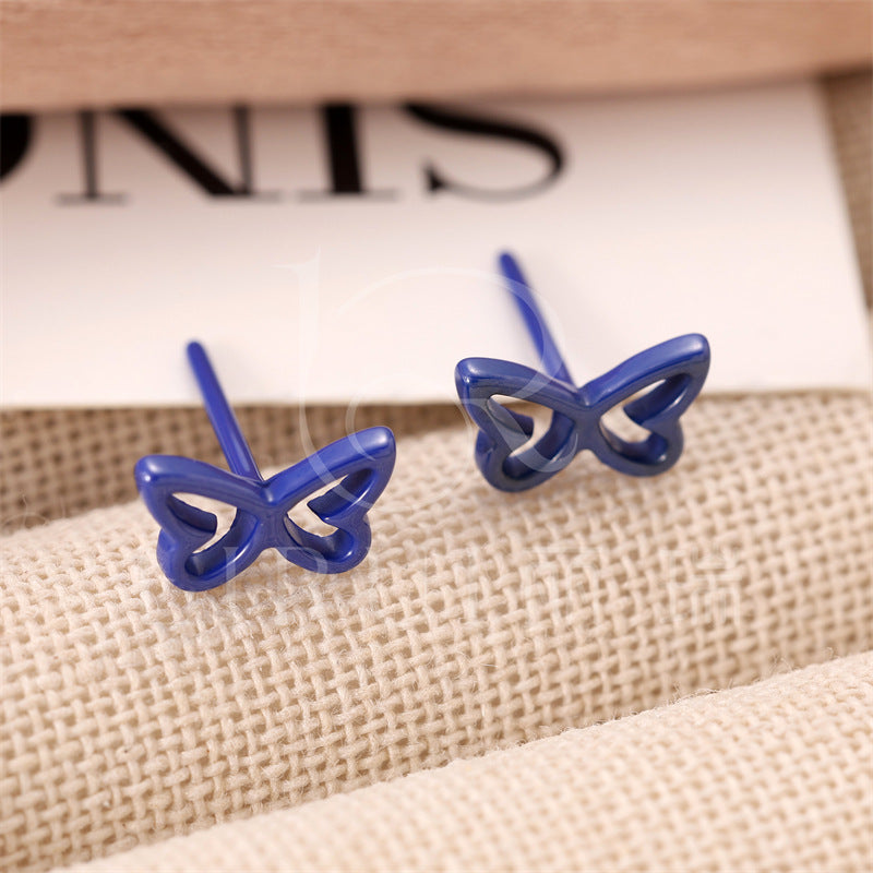 Butterfly Integrated Biological Porcelain Tassel Zirconia Ceramic Ear Small Stud Earrings