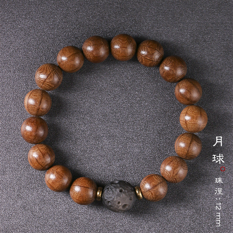 Free Retro Mori Style Niche Wooden Round Beads Abelia With Bracelet