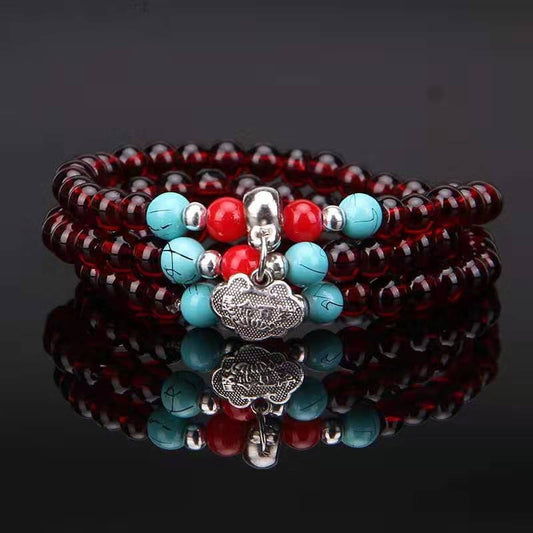Women's & Men's Imitation Crystal Turquoise Garnet Beads Safe Bracelets