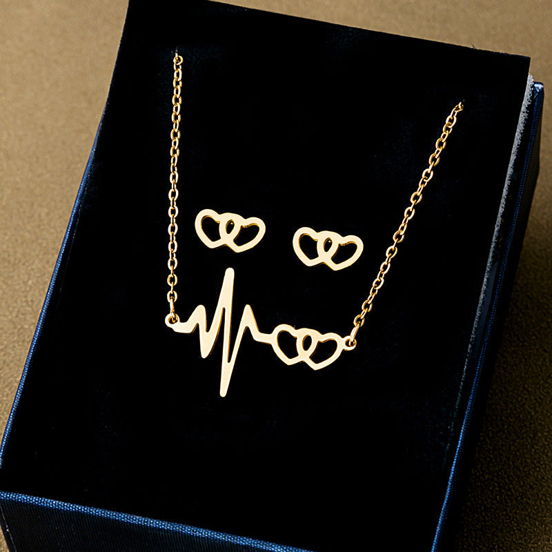 Stainless Steel Design Fashion Suit Metal Style Geometric Heart Necklaces