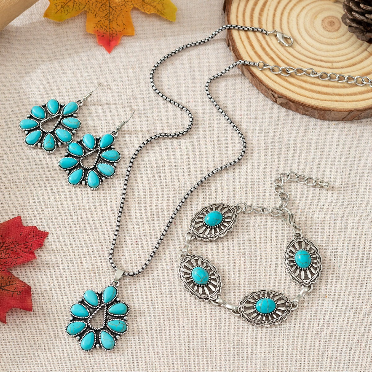 Women's Bohemian Retro Fashion Turquoise Drop-shaped Jewelry Set