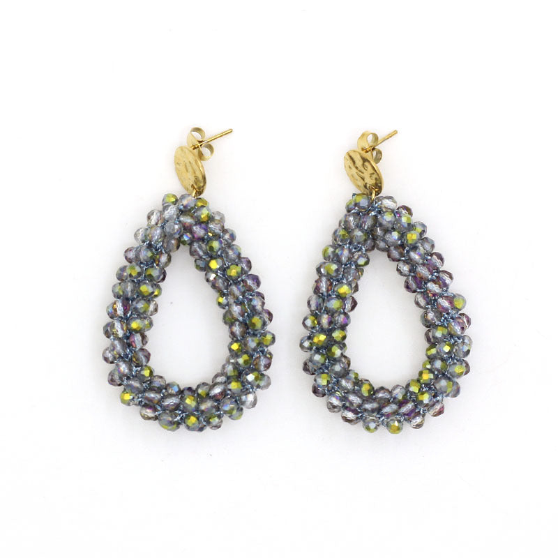 Women's Handmade Woven Crystal Fashion Water Drop Creative Bohemian Chic Earrings