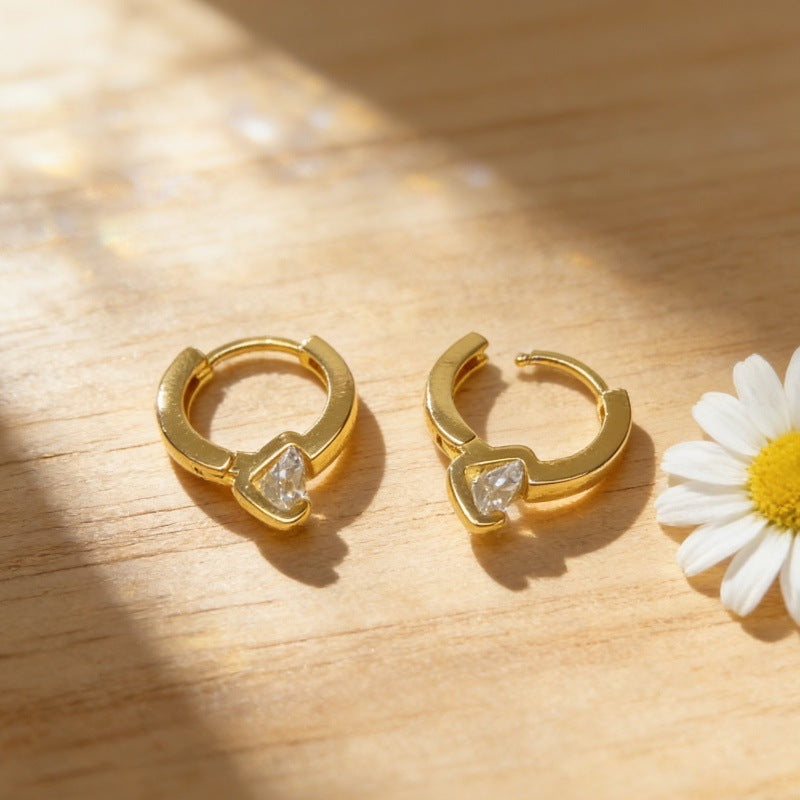 Gold Single Rhinestone Daily Elegant Graceful Light Earrings