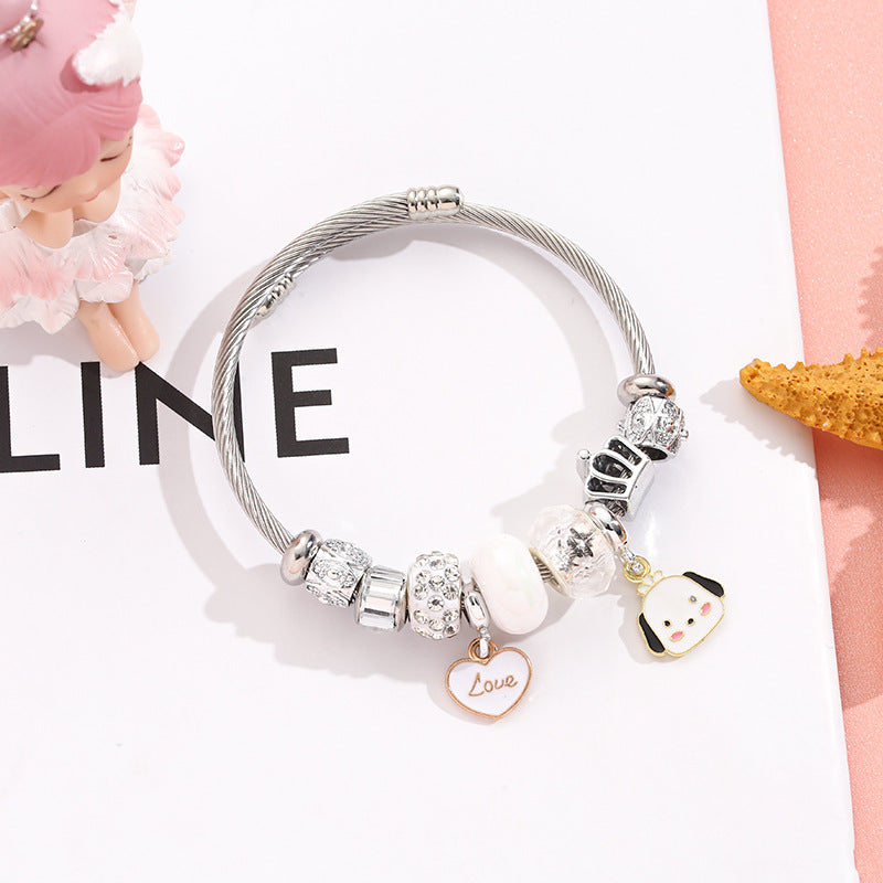 Korean Stainless Steel Beaded For Best Friend Cartoon My Bracelets