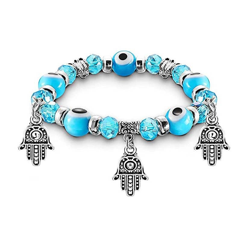 Eye Fatima Alloy Palm Blue Volcanic Rock Pendants