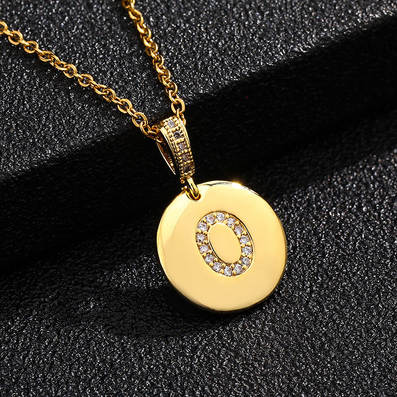 Women's Letter Fashionable English Copper Inlaid Zircon Small Necklaces