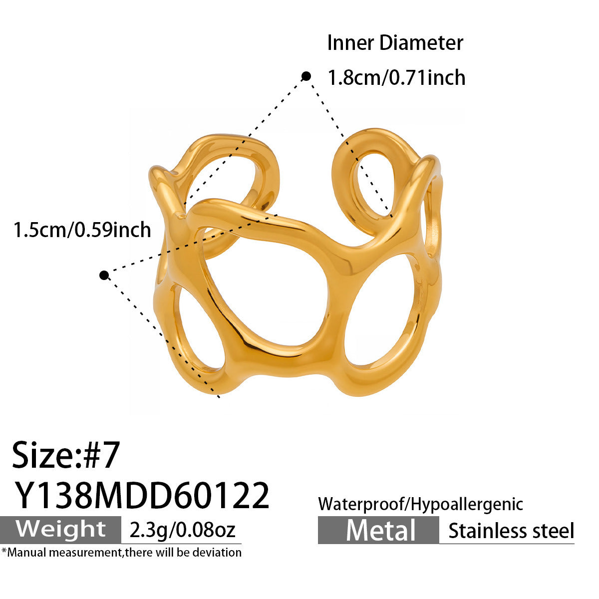 Design Geometric Stainless Steel Gold Plated Minority Fashion Rings