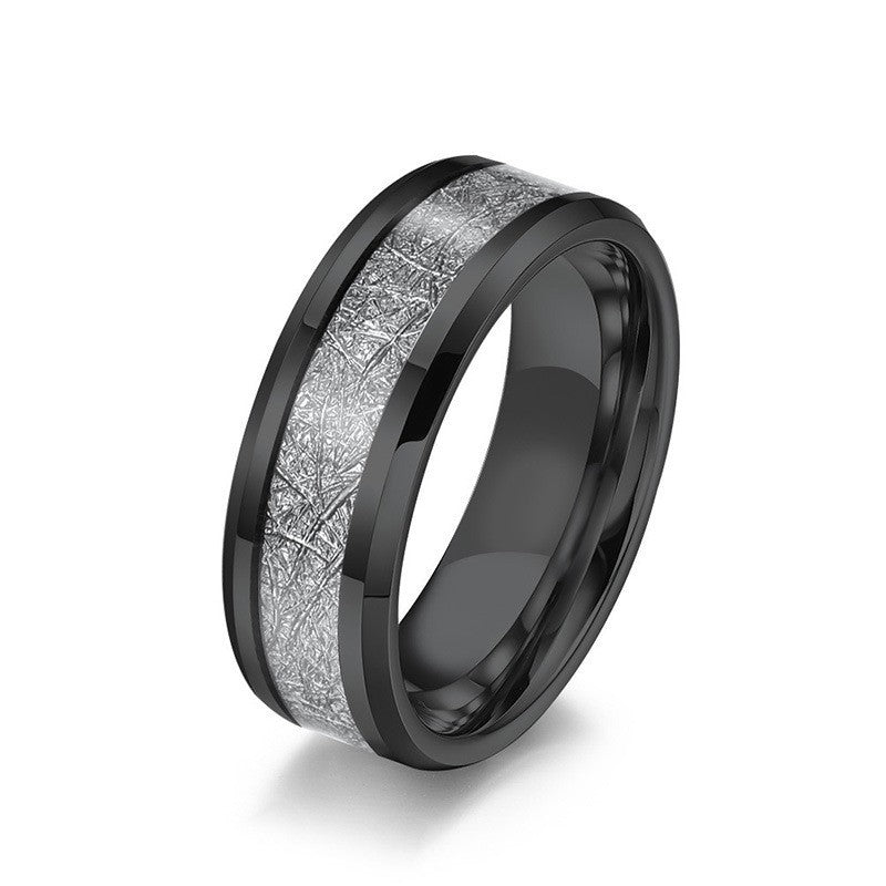 Men's Trend Titanium Steel Fog Pattern Epoxy Rings