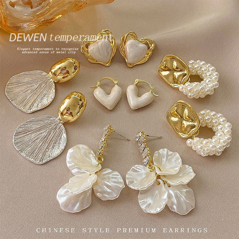 Shell Flower Sier Needle High-grade Design Elegance Rings