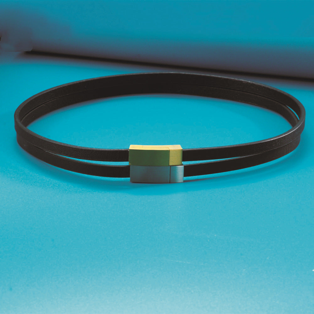 Design Titanium Steel Square Leather Rope Collar