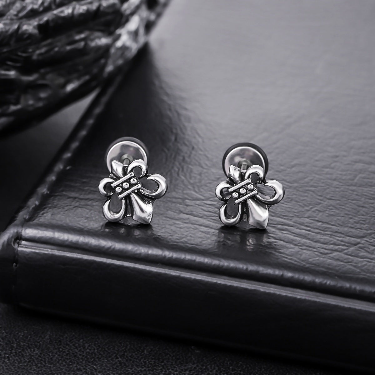 Women's & Men's Titanium Steel No Fading Cruciate Flower Niche Stud Earrings