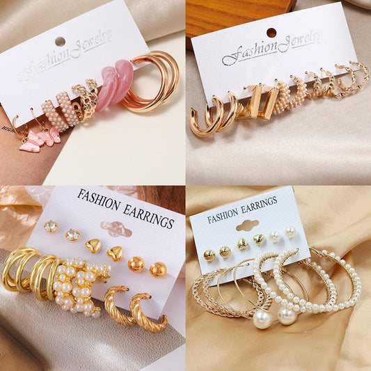 Creative Simple Acrylic Alloy Metal Pearl Stud Earrings
