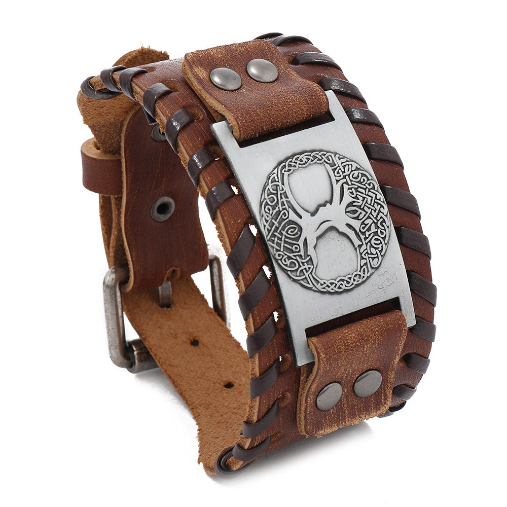 Men's Totem Lucky Tree Cattle Leather Vintage Bracelets