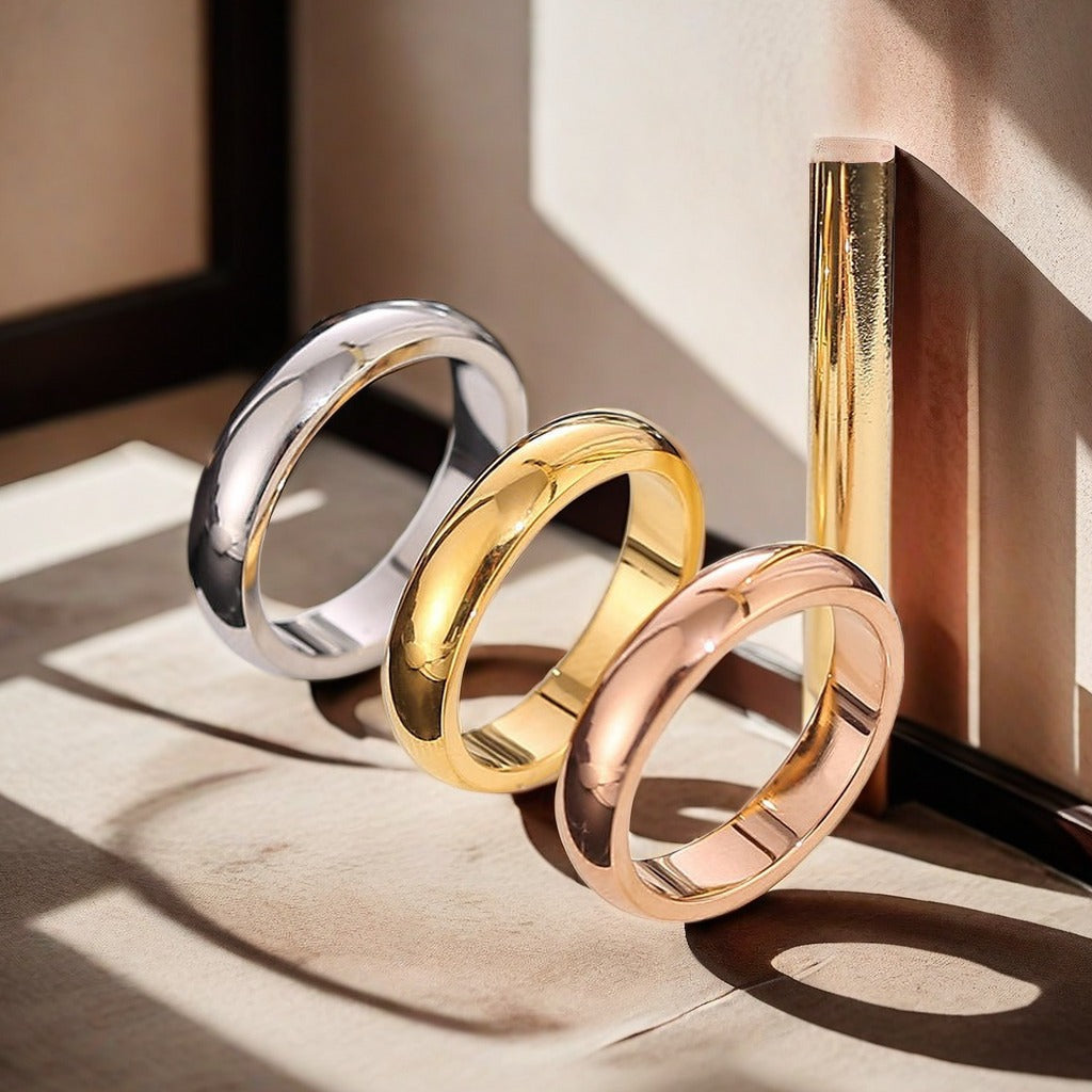 Simple Korean Glossy Couple Support Personality Ring