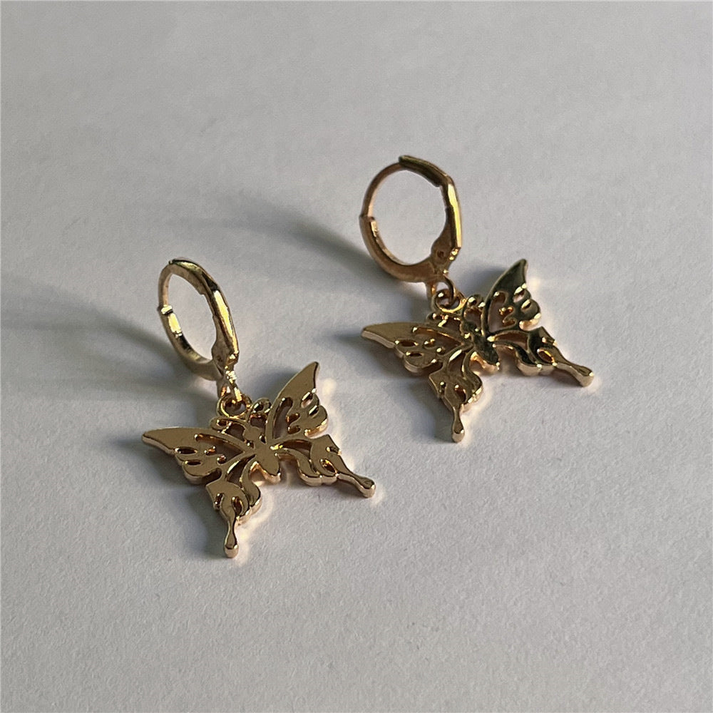 Women's Fashion Simple Retro Style Three-dimensional Rose Butterfly Eardrops Trendy Classic Earrings
