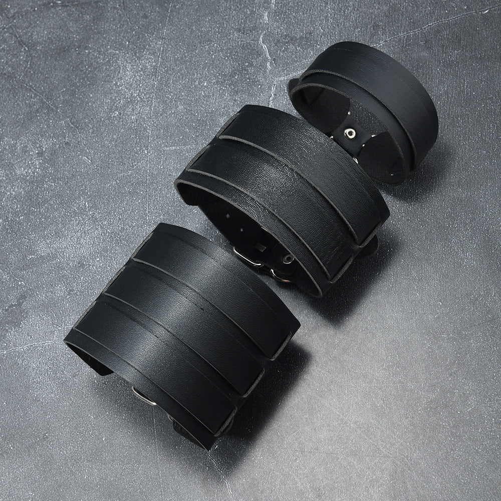 Men's Exaggerated Punk Leather Width Real Bracelet
