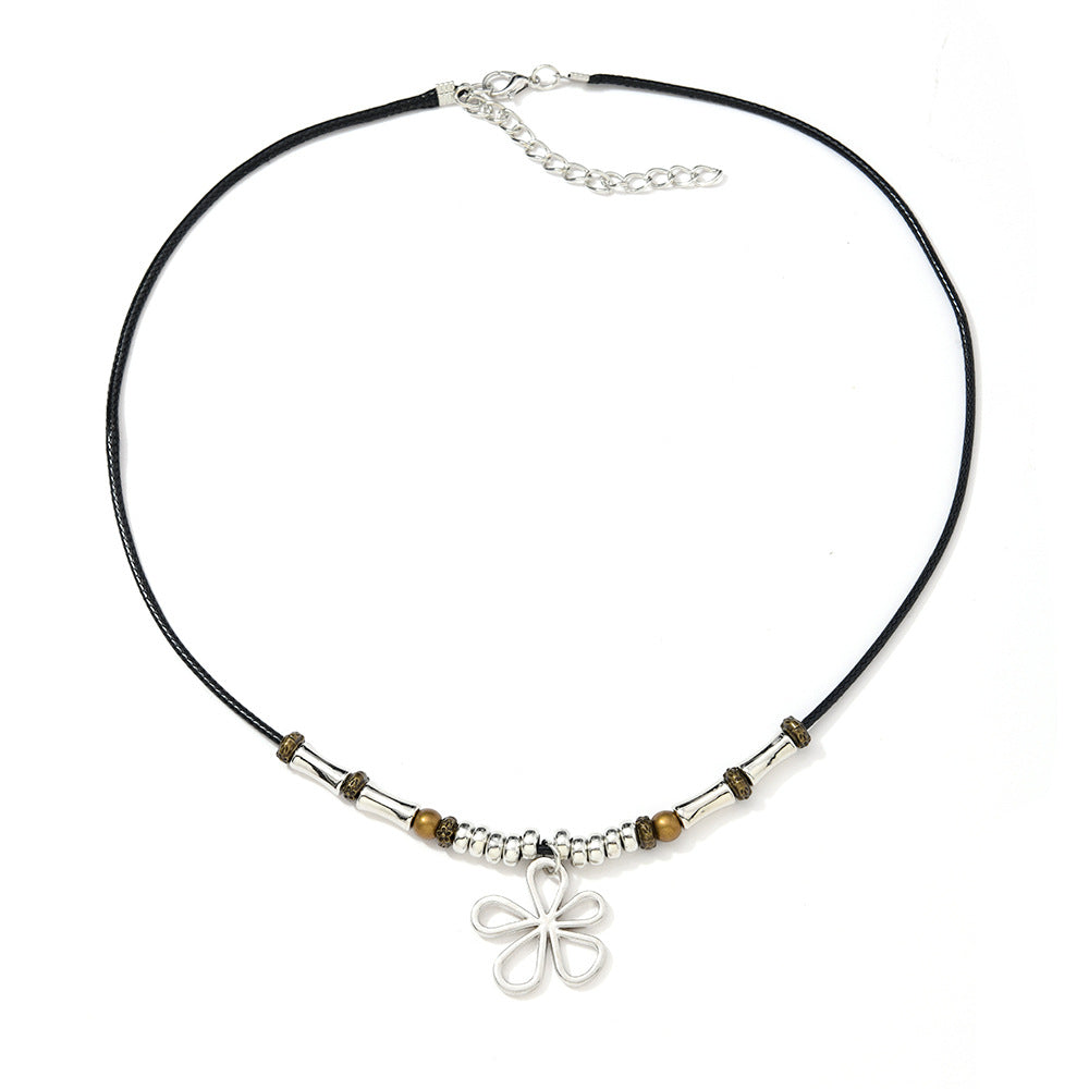 Women's Simple Flower Braided Rope Fashionable Personality Necklace