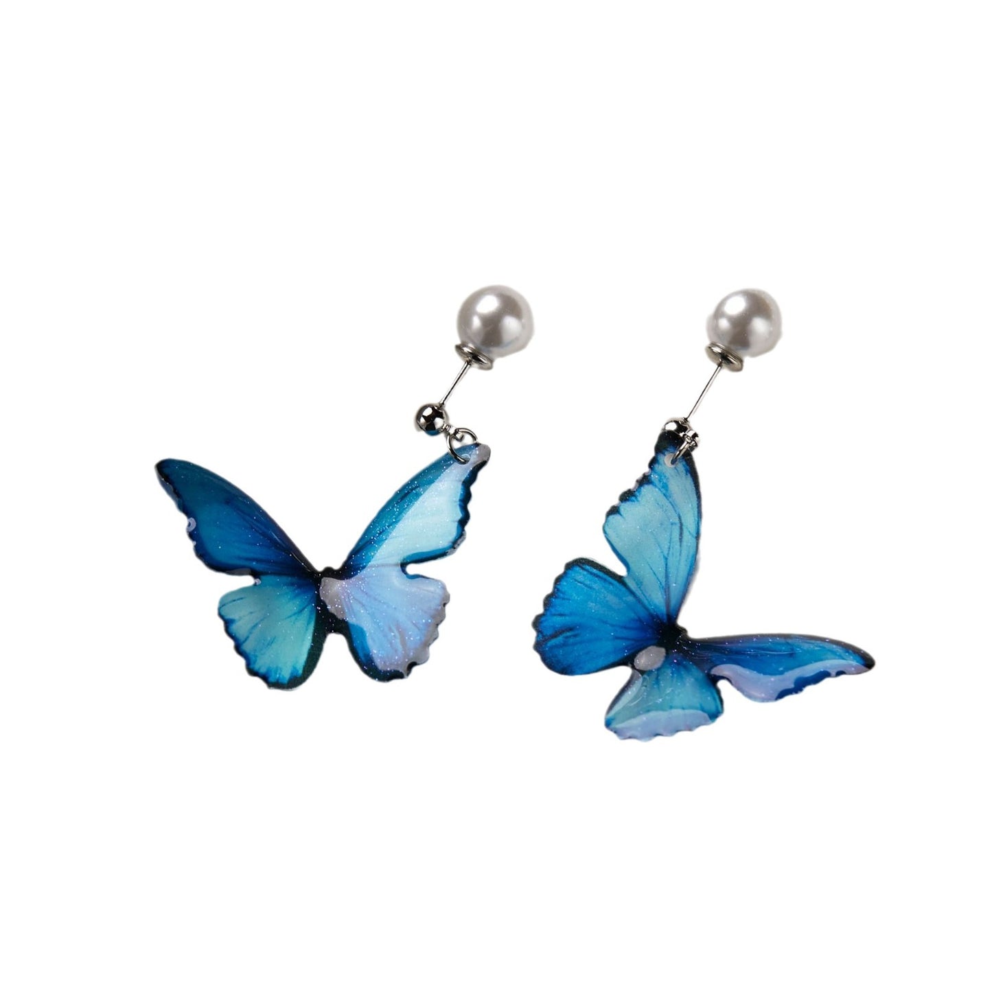 Clear Blue Butterfly Fantasy Fairy Mori Earrings