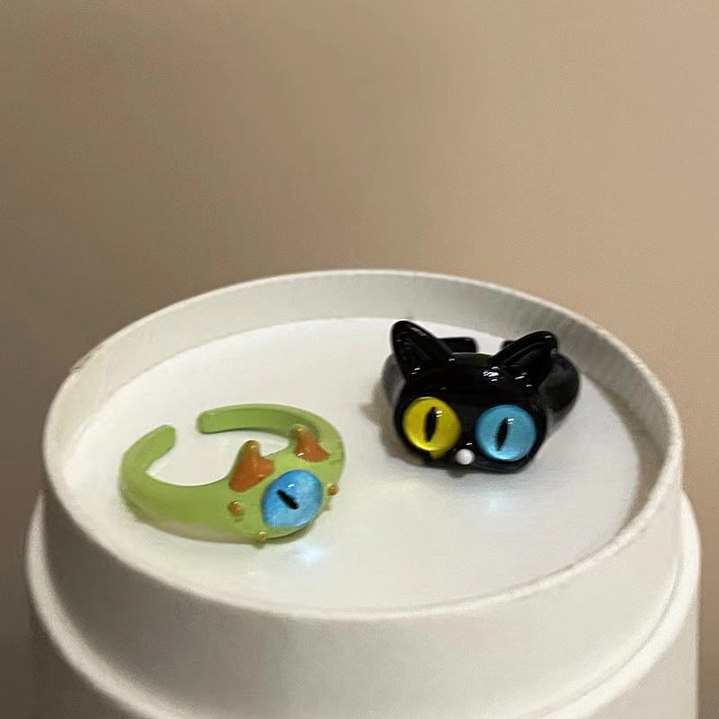 Childlike Cute Funny Black Kitty Monster Female Niche Index Finger Bracelets