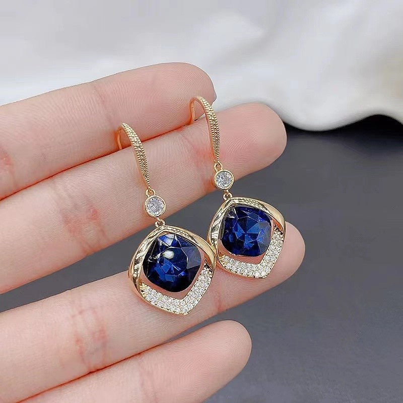 Temperament Female Blue Color Sier Exquisite Earrings