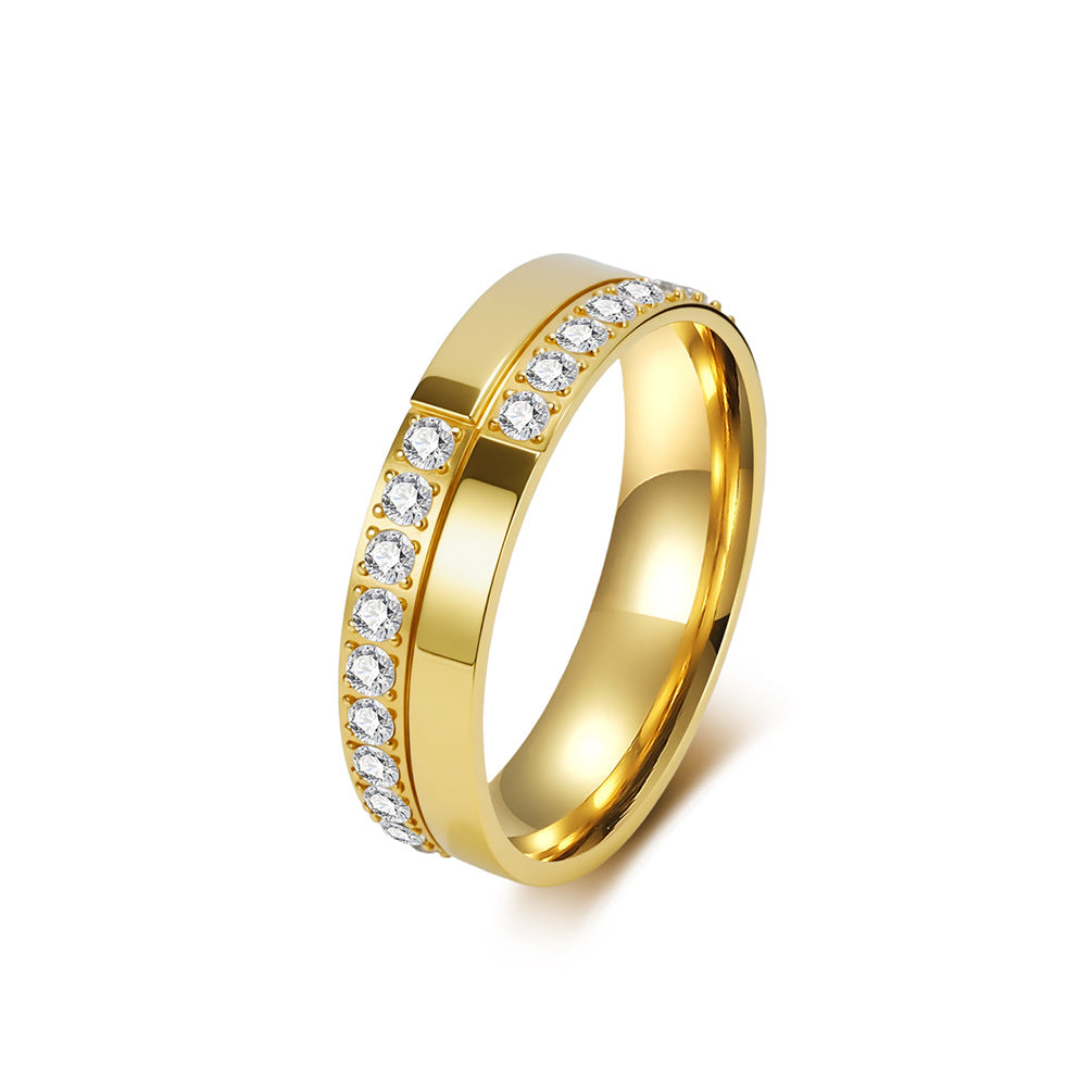 Titanium Steel Female Niche High-grade Light Luxury Hand Full Diamond Ring