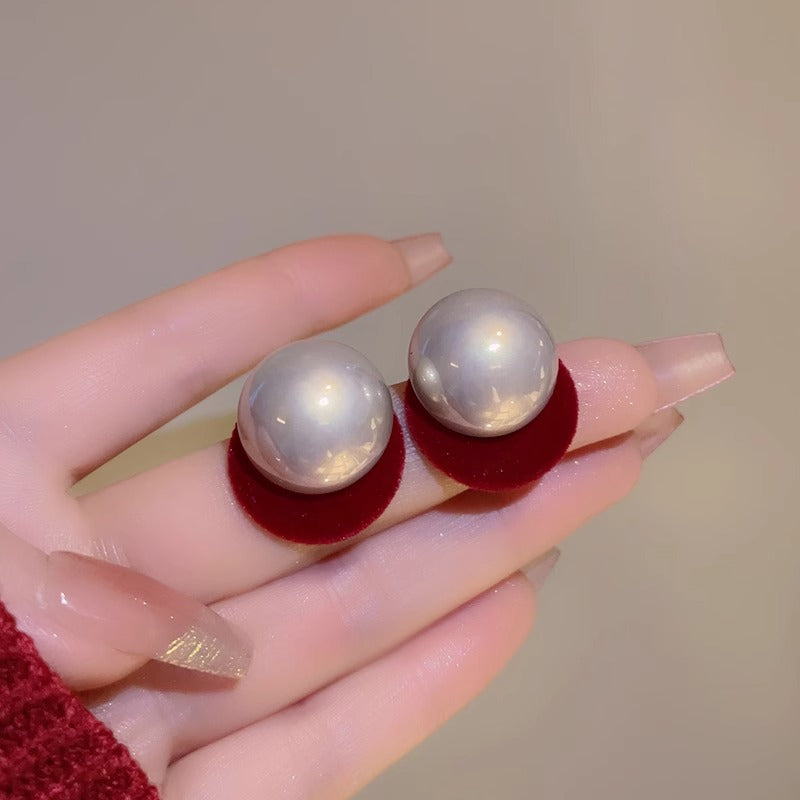 Women's Contrast Color Flocking Pearl For Niche High Earrings