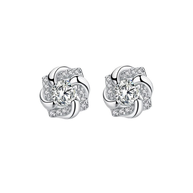 Geometric Square Diamond Temperament Sier-plated Atmospheric Rings