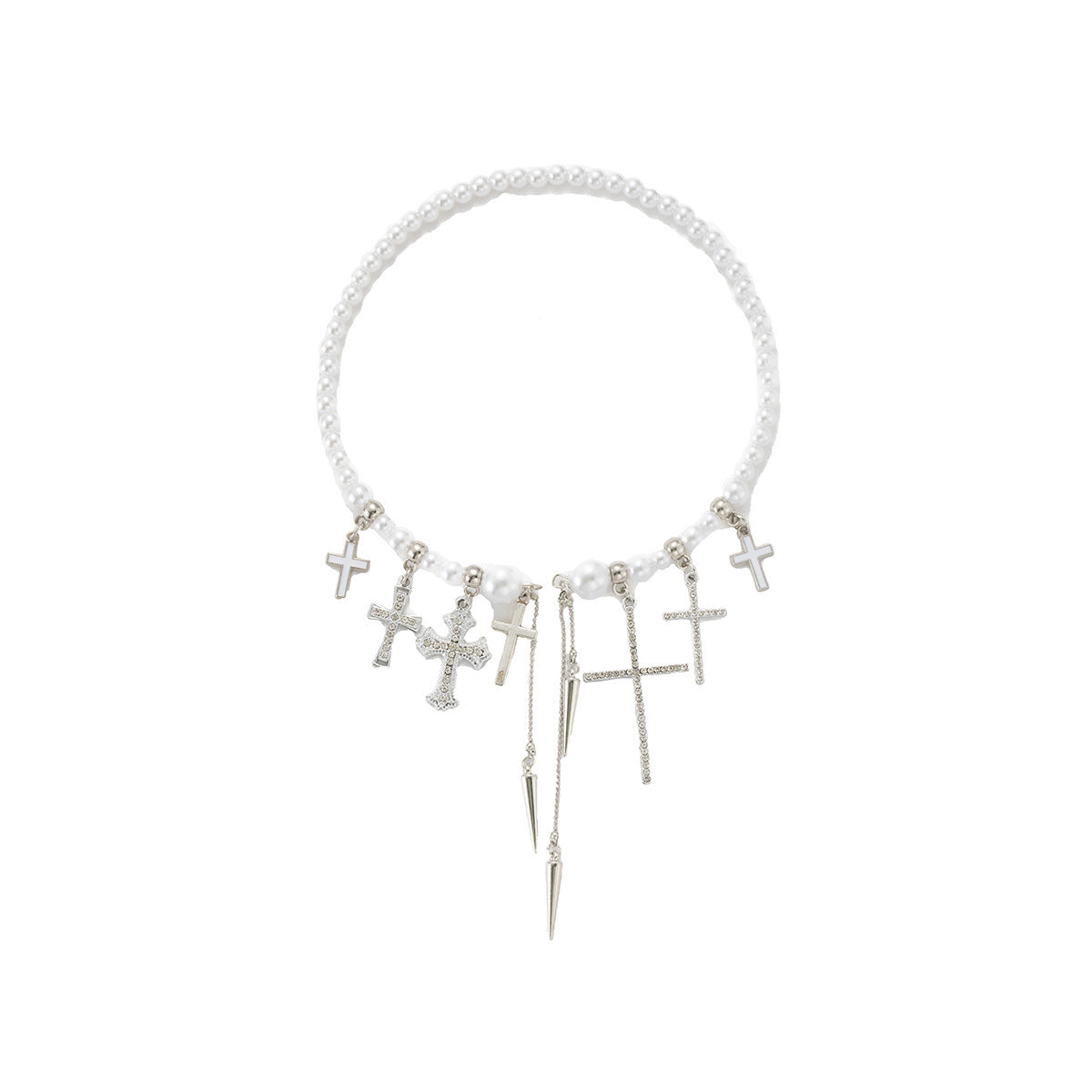 French Style High-grade Light Luxury Niche Open Pearl Cross Necklaces