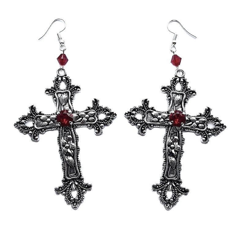 Cross Red Black Crystal Embellished Trendy Pendants