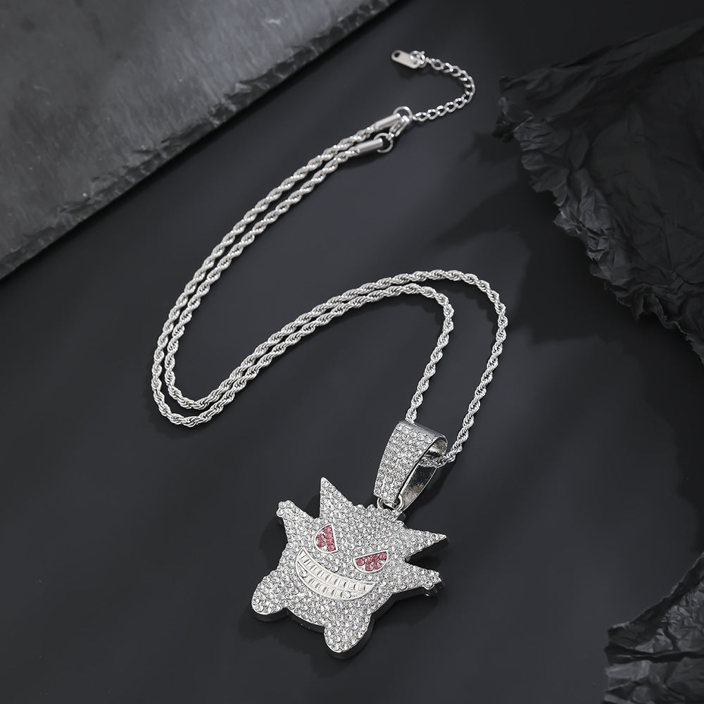 Personalized Cartoon Anime Diamond Hip Hop Trendy Little Monster Necklaces