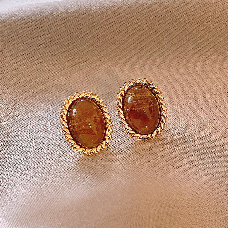 Women's Needle Geometric Irregular Resin Fashionable Retro Earrings